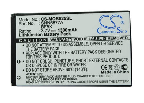 3.7V, Li-ion, 1300mAh, SmartPhone battery fits Motorola, Bf5x, Bravo, Defy, 4.81Wh Mobile, SmartPhone Cameron Sino Technology Limited (Smartphone)