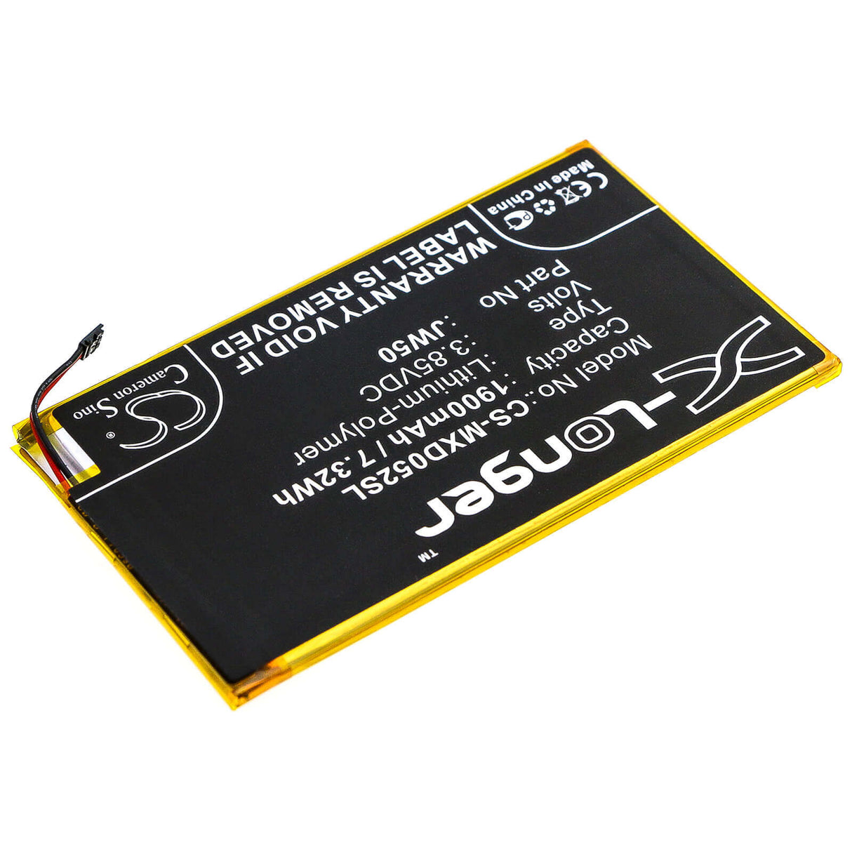 3.85V, Li-Polymer, 1900mAh, SmartPhone battery fits Motorola, Jw50, Md1005g, Moto Module 5g, 7.32Wh Mobile, SmartPhone Cameron Sino Technology Limited (Smartphone)