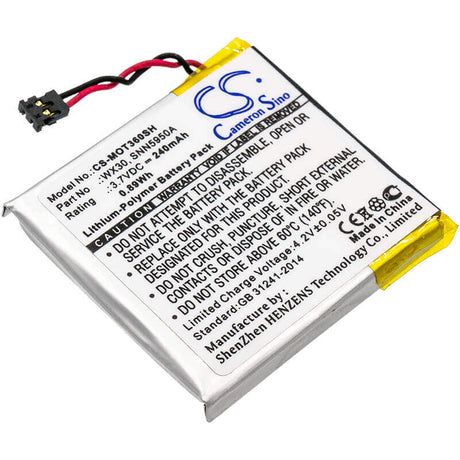 3.7V, Li-Polymer, 240mAh, Smartwatch battery fits Motorola, Snn5950a, Moto 360, 0.89Wh Smartwatch Cameron Sino Technology Limited
