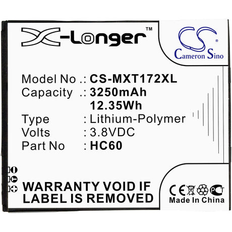 3.8V, Li-Polymer, 3250mAh, SmartPhone battery fits Motorola, Hc60, Moto C Plus, Moto C Plus Dual Sim, 12.35Wh Mobile, SmartPhone Cameron Sino Technology Limited (Smartphone)