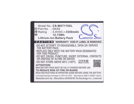 3.8V, Li-ion, 3350mAh, SmartPhone battery fits Motorola, Gk50, Moto E Power, Moto E3 Power, 12.73Wh Mobile, SmartPhone Cameron Sino Technology Limited (Smartphone)