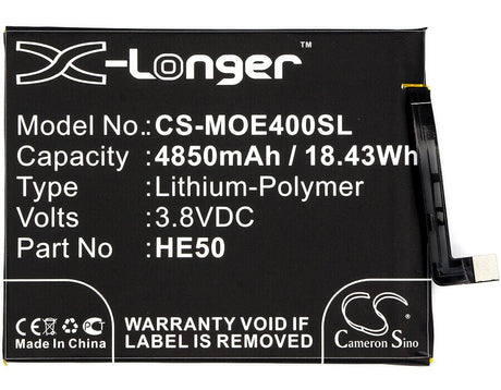 3.8V, Li-Polymer, 4850mAh, SmartPhone battery fits Motorola, He50, Moto E4 Plus, Moto E5 Plus, 18.43Wh Mobile, SmartPhone Cameron Sino Technology Limited (Smartphone)
