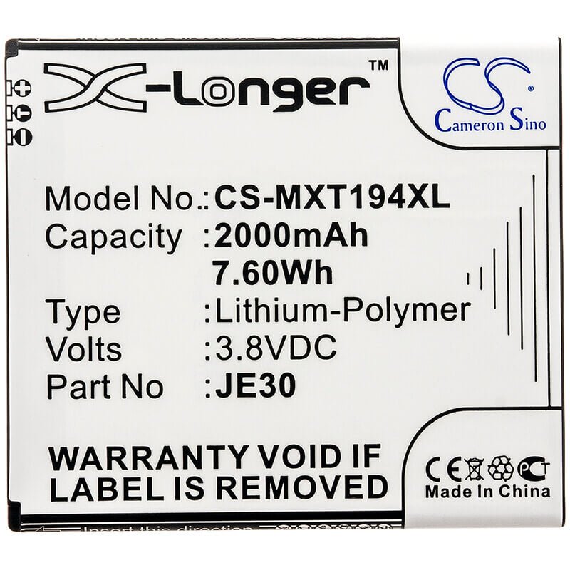 3.8V, Li-Polymer, 2000mAh, SmartPhone battery fits Motorola, Je30, Moto E5 Play Go Edition, Moto E5 Play Go Edition Dual S, 7.6Wh Mobile, SmartPhone Cameron Sino Technology Limited (Smartphone)
