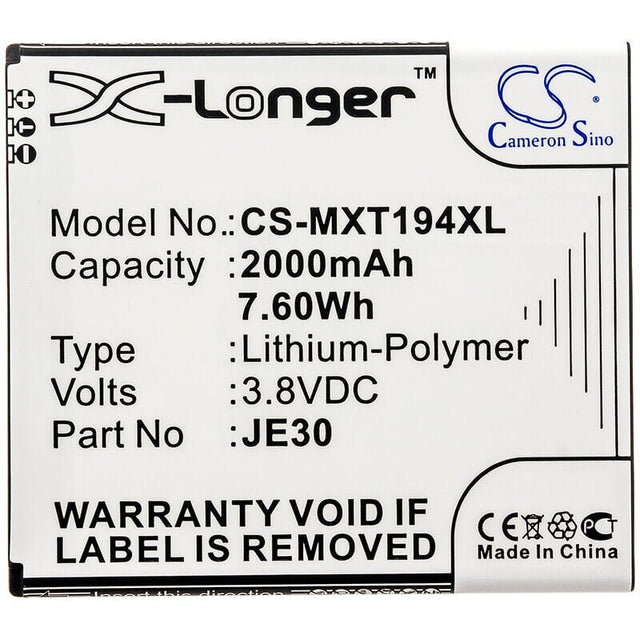3.8V, Li-Polymer, 2000mAh, SmartPhone battery fits Motorola, Je30, Moto E5 Play Go Edition, Moto E5 Play Go Edition Dual S, 7.6Wh Mobile, SmartPhone Cameron Sino Technology Limited (Smartphone)