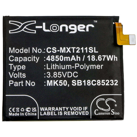 3.85V, Li-Polymer, 4850mAh, SmartPhone battery fits Motorola, Mk50, Moto G 5g, Moto G 5g 2021, 18.67Wh Mobile, SmartPhone Cameron Sino Technology Limited (Smartphone)