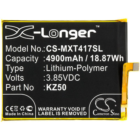 3.85V, Li-Polymer, 4900mAh, SmartPhone battery fits Motorola, Kz50, Moto G Power, Pah30004, 18.87Wh Mobile, SmartPhone Cameron Sino Technology Limited (Smartphone)