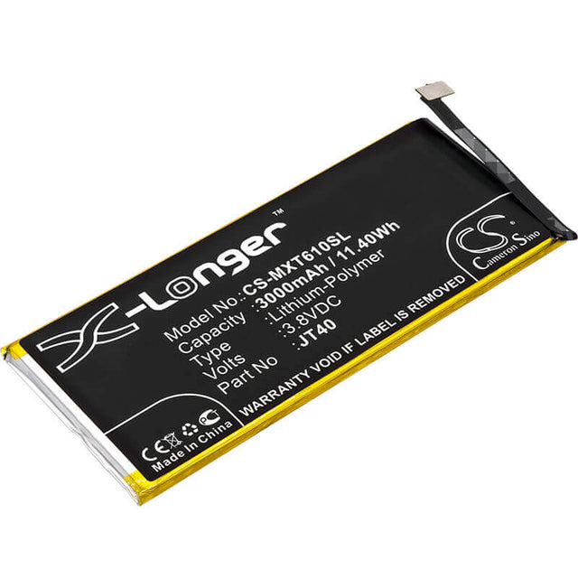 3.8V, Li-Polymer, 3000mAh, SmartPhone battery fits Motorola, Jt40, Moto G6 Plus, Xt1926-1, 11.4Wh Mobile, SmartPhone Cameron Sino Technology Limited (Smartphone)