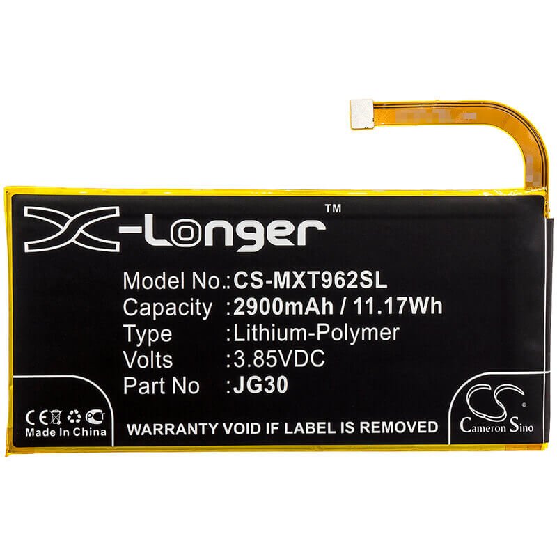 3.85V, Li-Polymer, 2900mAh, SmartPhone battery fits Motorola, Jg30, Moto G7, Xt1962-1, 11.17Wh Mobile, SmartPhone Cameron Sino Technology Limited (Smartphone)
