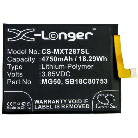 3.85V, Li-Polymer, 4750mAh, SmartPhone battery fits Motorola, Mg50, Moto G9 Plus, Xt2087-1, 18.29Wh Mobile, SmartPhone Cameron Sino Technology Limited (Smartphone)