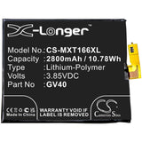 3.85V, Li-Polymer, 2800mAh, SmartPhone battery fits Motorola, Gv40, Moto Z Droid Force, Moto Z Force, 10.78Wh Mobile, SmartPhone Cameron Sino Technology Limited (Smartphone)