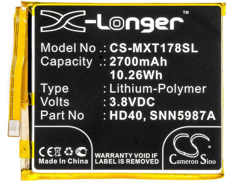 3.8V, Li-Polymer, 2700mAh, SmartPhone battery fits Motorola, Hd40, Moto Z Force 2nd, Moto Z Force 2nd Gen, 10.26Wh Mobile, SmartPhone Cameron Sino Technology Limited (Smartphone)