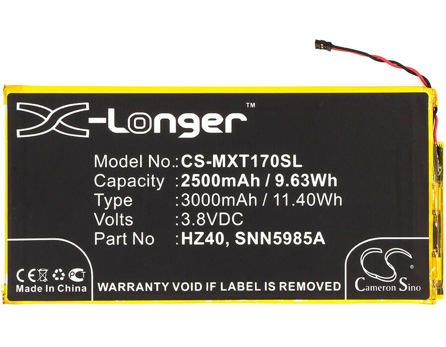 3.8V, Li-Polymer, 2800mAh, SmartPhone battery fits Motorola, Hz40, Moto Z2 Play, Moto Z2 Play Dual Sim, 10.64Wh Mobile, SmartPhone Cameron Sino Technology Limited (Smartphone)