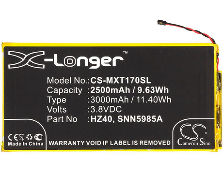 3.8V, Li-Polymer, 2800mAh, SmartPhone battery fits Motorola, Hz40, Moto Z2 Play, Moto Z2 Play Dual Sim, 10.64Wh Mobile, SmartPhone Cameron Sino Technology Limited (Smartphone)