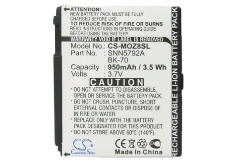 3.7V, Li-ion, 950mAh, SmartPhone battery fits Motorola, T-mobile, Bk70, I335, I876, 3.52Wh Mobile, SmartPhone Cameron Sino Technology Limited (Smartphone)