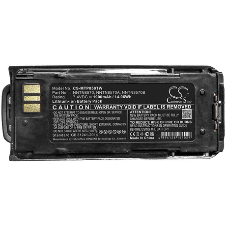 7.4V, Li-ion, 1900mAh, Two-Way Radio battery fits Motorola, Nntn8570, Mtp8500, Mtp8500ex, 14.06Wh Two-Way Radio Cameron Sino Technology Limited