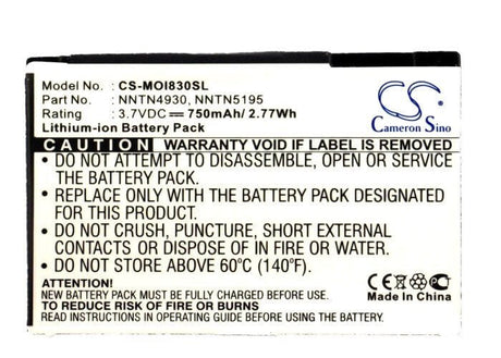 3.7V, Li-ion, 750mAh, SmartPhone battery fits Motorola, Nntn4930, Nextel I830, Nextel I833, 2.78Wh Mobile, SmartPhone Cameron Sino Technology Limited (Suspended)