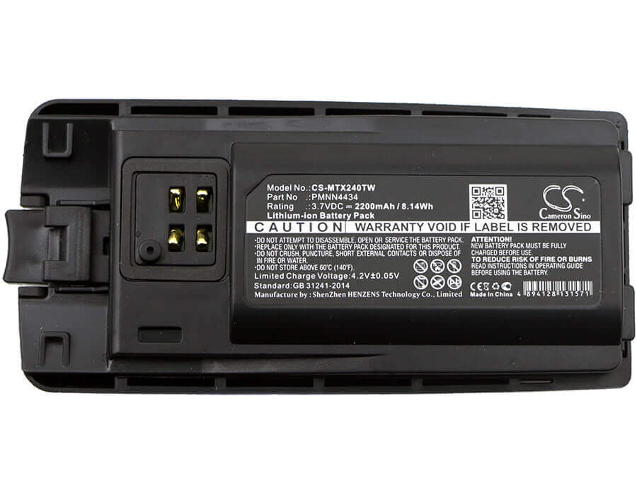 3.7V, Li-ion, 2200mAh, Two-Way Radio battery fits Motorola, Pmnn4434, Rmm2050, Rmu2040, 8.14Wh Two-Way Radio Cameron Sino Technology Limited