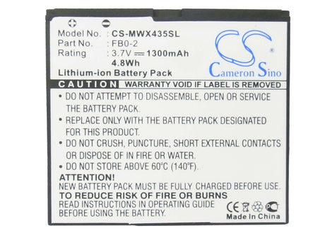 3.7V, Li-ion, 1300mAh, SmartPhone battery fits Motorola, Fb0-2, Triumph, Wx435, 4.81Wh Mobile, SmartPhone Cameron Sino Technology Limited (Smartphone)