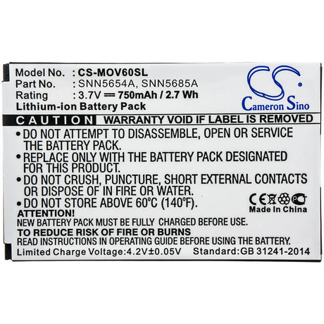 Battery For Motorola V60c, T280i, V60 3.7v, 750mah - 2.78wh Batteries for Electronics Cameron Sino Technology Limited (Suspended)   