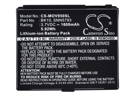 3.7V, Li-ion, 1600mAh, SmartPhone battery fits Motorola, Bk10, F2978a, I296, 5.92Wh Mobile, SmartPhone Cameron Sino Technology Limited (Smartphone)