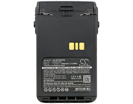 7.4V, Li-ion, 1600mAh, Two-Way Radio battery fits Motorola, Pmnn4440, Dp3000e, Dp3441, 11.84Wh Two-Way Radio Cameron Sino Technology Limited