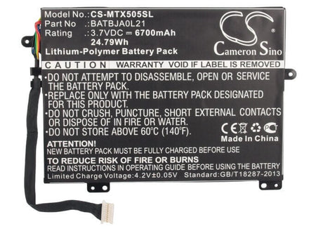 3.7V, Li-Polymer, 6700mAh, Tablet battery fits Motorola, Batbja0l21, Mz505, Xoom 10.1, 24.79Wh Tablet Cameron Sino Technology Limited
