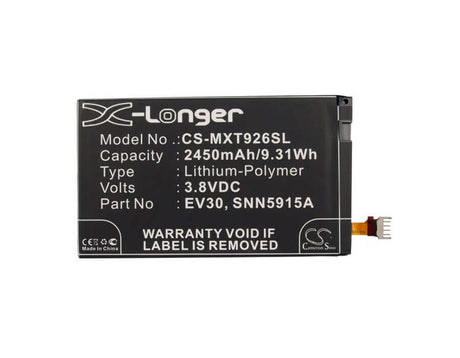 3.8V, Li-Polymer, 2450mAh, SmartPhone battery fits Verizon, Motorola, Ev30, Droid Razr Maxx, Droid Razr Maxx Hd 4g, 9.31Wh Mobile, SmartPhone Cameron Sino Technology Limited (Smartphone)