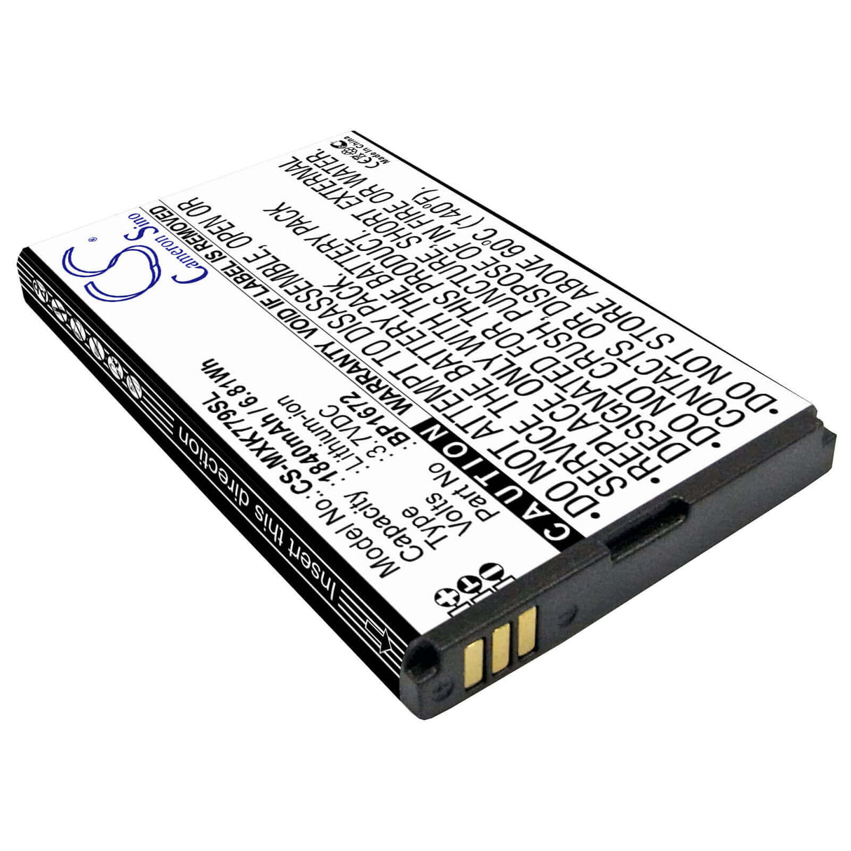 3.7V, Li-ion, 1840mAh, Hotspot battery fits Moxee, Bp1672, K779, K779hsdg_p, 6.81Wh Hotspot Cameron Sino Technology Limited