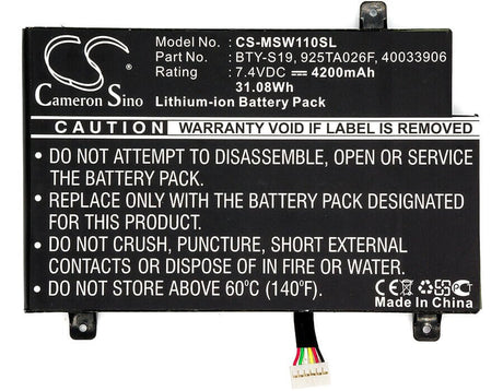7.4V, Li-Polymer, 4200mAh, Tablet battery fits Msi, 40033906, Windpad 110, Windpad 110w, 31.08Wh Tablet Cameron Sino Technology Limited (Suspended)