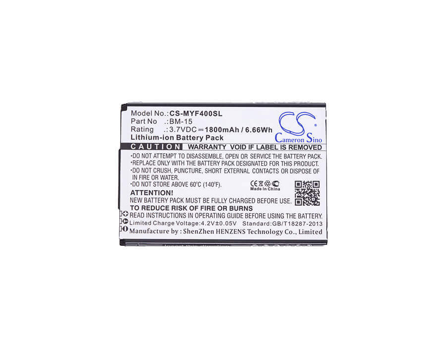3.7V, Li-ion, 1800mAh, SmartPhone battery fits Myphone, Bm-15, Fun4, 6.66Wh Mobile, SmartPhone Cameron Sino Technology Limited (Suspended)