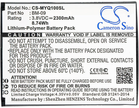 3.8V, Li-Polymer, 2300mAh, SmartPhone battery fits Myphone, Bm-09, Q-smart Premium, 8.74Wh Mobile, SmartPhone Cameron Sino Technology Limited (Smartphone)