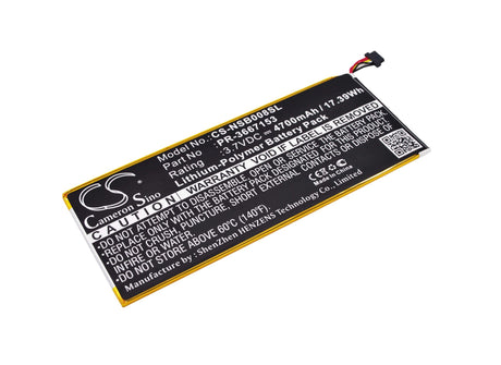 3.7V, Li-Polymer, 4700mAh, Tablet battery fits Nabi, Pr-3667153, Dmtab-nv08b, Dreamtab 8", 17.39Wh Tablet Cameron Sino Technology Limited