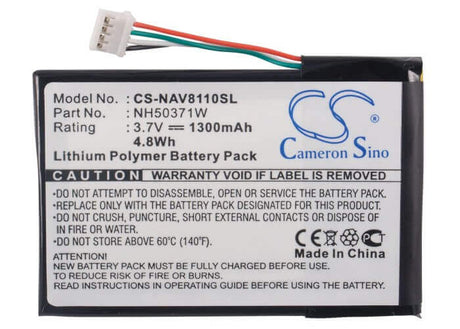 3.7V, Li-Polymer, 1300mAh, GPS battery fits Navigon, 761nh50371w, 8110, 81xx, 4.81Wh GPS, Navigator Cameron Sino Technology Limited