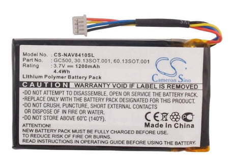 3.7V, Li-Polymer, 1200mAh, GPS battery fits Navigon, 30.13sot.001, 8410, 4.44Wh GPS, Navigator Cameron Sino Technology Limited