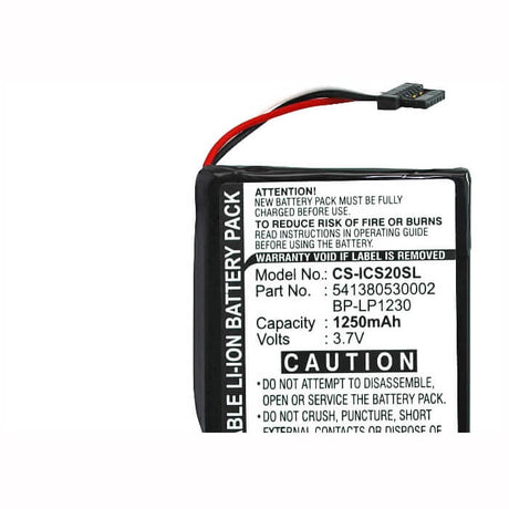 3.7V, Li-ion, 1250mAh, GPS battery fits Navman, 541380530002, S20, 4.63Wh GPS, Navigator Cameron Sino Technology Limited
