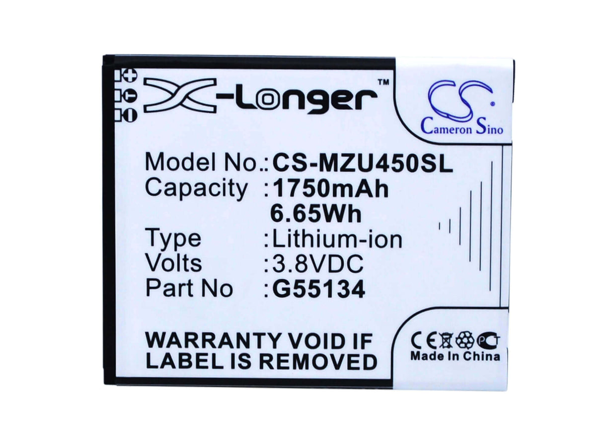 3.8V, Li-ion, 1750mAh, SmartPhone battery fits Navon, G55134, Mizu M450, Mizu M450 Dual Sim, 6.65Wh Mobile, SmartPhone Cameron Sino Technology Limited (Smartphone)