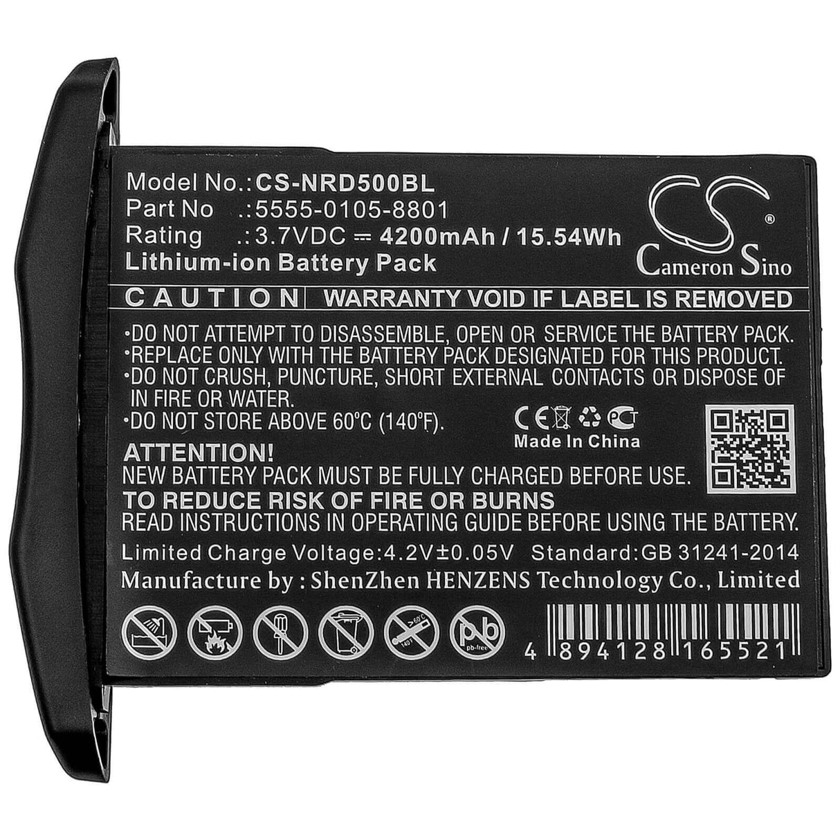 Barcode Scanner Battery For Ncr Orderman, Ncr Orderman 5 3.7v, 3800mah - 14.06Wh Barcode Scanner Cameron Sino Technology Limited