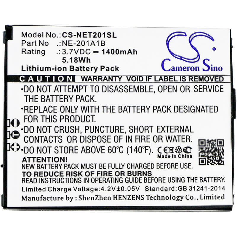 3.7V, Li-ion, 1400mAh, SmartPhone battery fits Nec, Ne-201a1b, Ne-201a1a, Terrain, 5.18Wh Mobile, SmartPhone Cameron Sino Technology Limited (Smartphone)