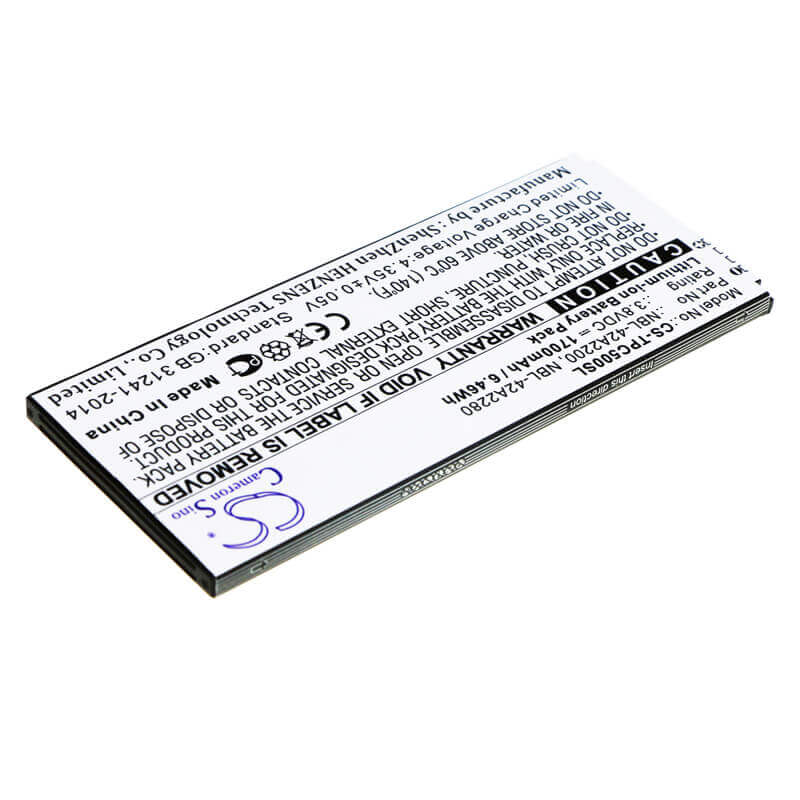 3.8V, Li-ion, 1700mAh, SmartPhone battery fits Tp-link, Neffos, Nbl-42a2200, C5, C5 Lte Dual Sim, 6.46Wh Mobile, SmartPhone Cameron Sino Technology Limited (Smartphone)