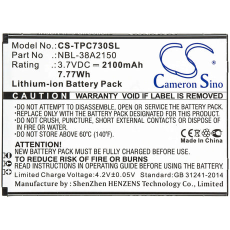 3.7V, Li-ion, 2100mAh, SmartPhone battery fits Neffos, Tp-link, Nbl-38a2150, C7 Lite, Tp7041a, 7.77Wh Mobile, SmartPhone Cameron Sino Technology Limited (Smartphone)