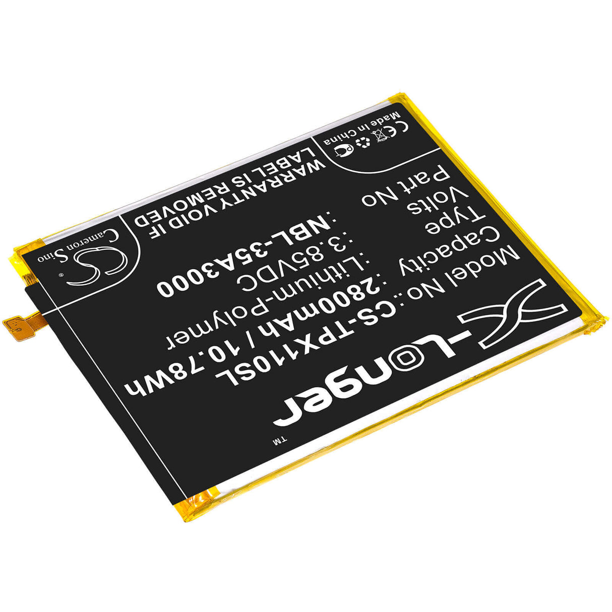 3.85V, Li-Polymer, 2800mAh, SmartPhone battery fits Tp-link, Neffos, Nbl-35a3000, Tp903a, X1 Max, 10.78Wh Mobile, SmartPhone Cameron Sino Technology Limited (Smartphone)