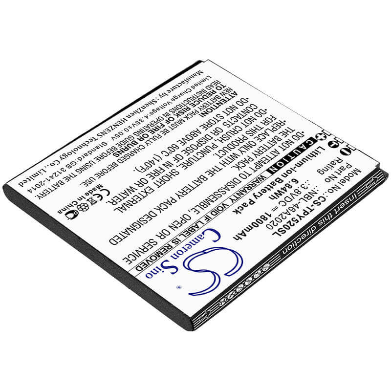 3.8V, Li-ion, 1800mAh, SmartPhone battery fits Neffos, Tp-link, Nbl-46a2020, Y5l, 6.84Wh Mobile, SmartPhone Cameron Sino Technology Limited (Smartphone)