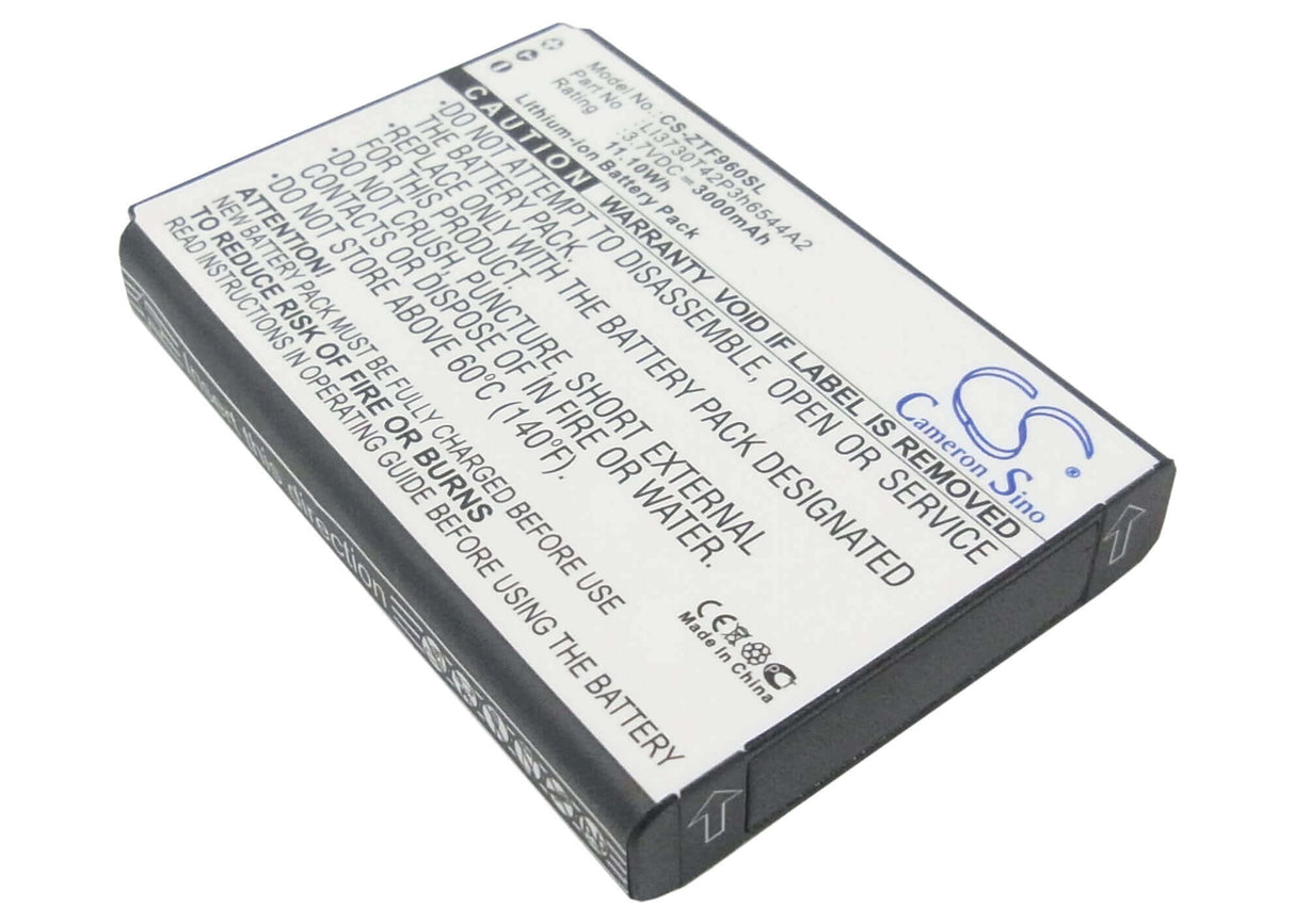 3.7V, Li-ion, 3000mAh, Hotspot battery fits Net10, Zte, T-mobile, Li3730t42p3h6544a2, Srq-z289l, Z289l, 11.10Wh Hotspot Cameron Sino Technology Limited