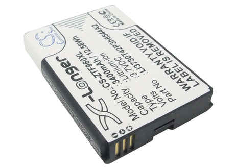 3.7V, Li-ion, 3400mAh, Hotspot battery fits Net10, T-mobile, Zte, Li3730t42p3h6544a2, Srq-z289l, Z289l, 12.58Wh Hotspot Cameron Sino Technology Limited