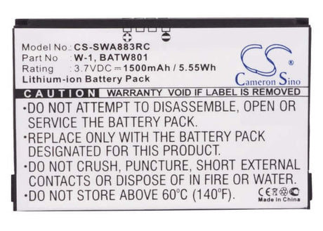 3.7V, Li-ion, 1500mAh, Hotspot battery fits Virgin Mobile, Sprint, Netgear, Sierra Wireless, 1201883, Aircard 778s, Mingl 4g, 5.55Wh Hotspot Cameron Sino Technology Limited
