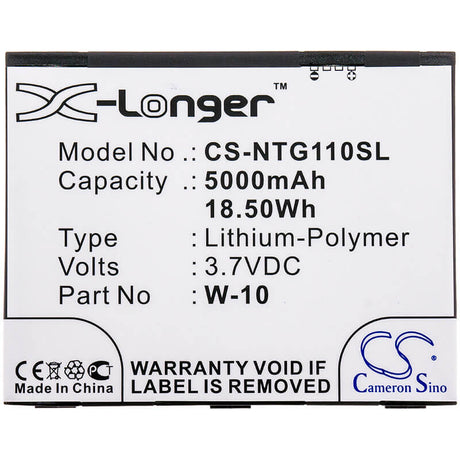 3.7V, Li-Polymer, 5000mAh, Hotspot battery fits Netgear, Telstra, 308-10019-01, Mr1100, Nighthawk M1, 18.50Wh Hotspot Cameron Sino Technology Limited
