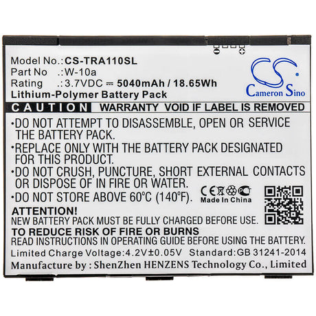 3.7V, Li-Polymer, 5040mAh, Hotspot battery fits Netgear, Telstra, W-10a, Mr2100, Nighthawk M2, 18.65Wh Hotspot Cameron Sino Technology Limited