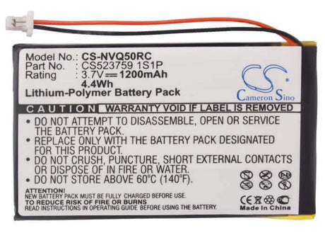 3.7V, Li-Polymer, 1200mAh, Remote Control battery fits Nevo, Q50, 4.44Wh Remote Control Cameron Sino Technology Limited
