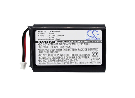 3.7V, Li-ion, 1700mAh, Remote Control battery fits Nevo, S70, 6.29Wh Remote Control Cameron Sino Technology Limited
