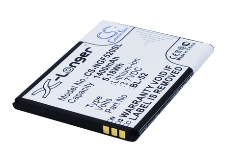 3.7V, Li-ion, 1400mAh, SmartPhone battery fits Ngm, Bl-52, Forward Young, 5.18Wh Mobile, SmartPhone Cameron Sino Technology Limited (Smartphone)